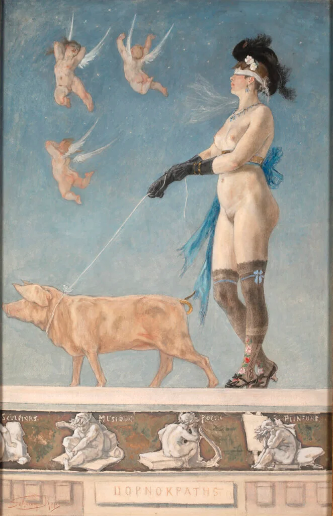 Felicien Rops Pornokrates 1878 662x1024 1 — Жюльєн-Жозеф Вірей — від сенсуалізму Кабаніса до расизму, ідеалізму, дуалізму та християнського віталізму